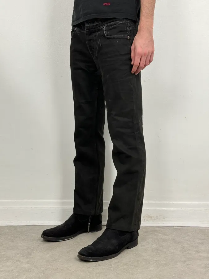 2000s Prada Black Overprint Slim Denim Jeans - Image 3