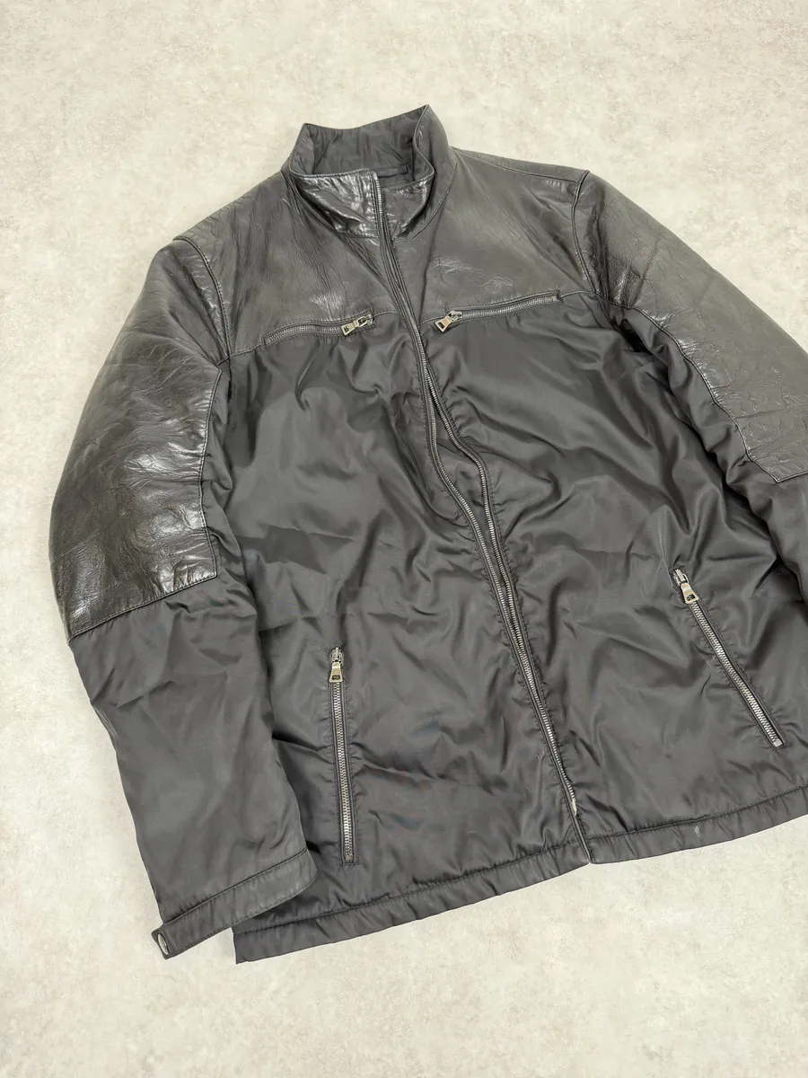 2000s Prada Black Premium Padded Leather Jacket - Image 4