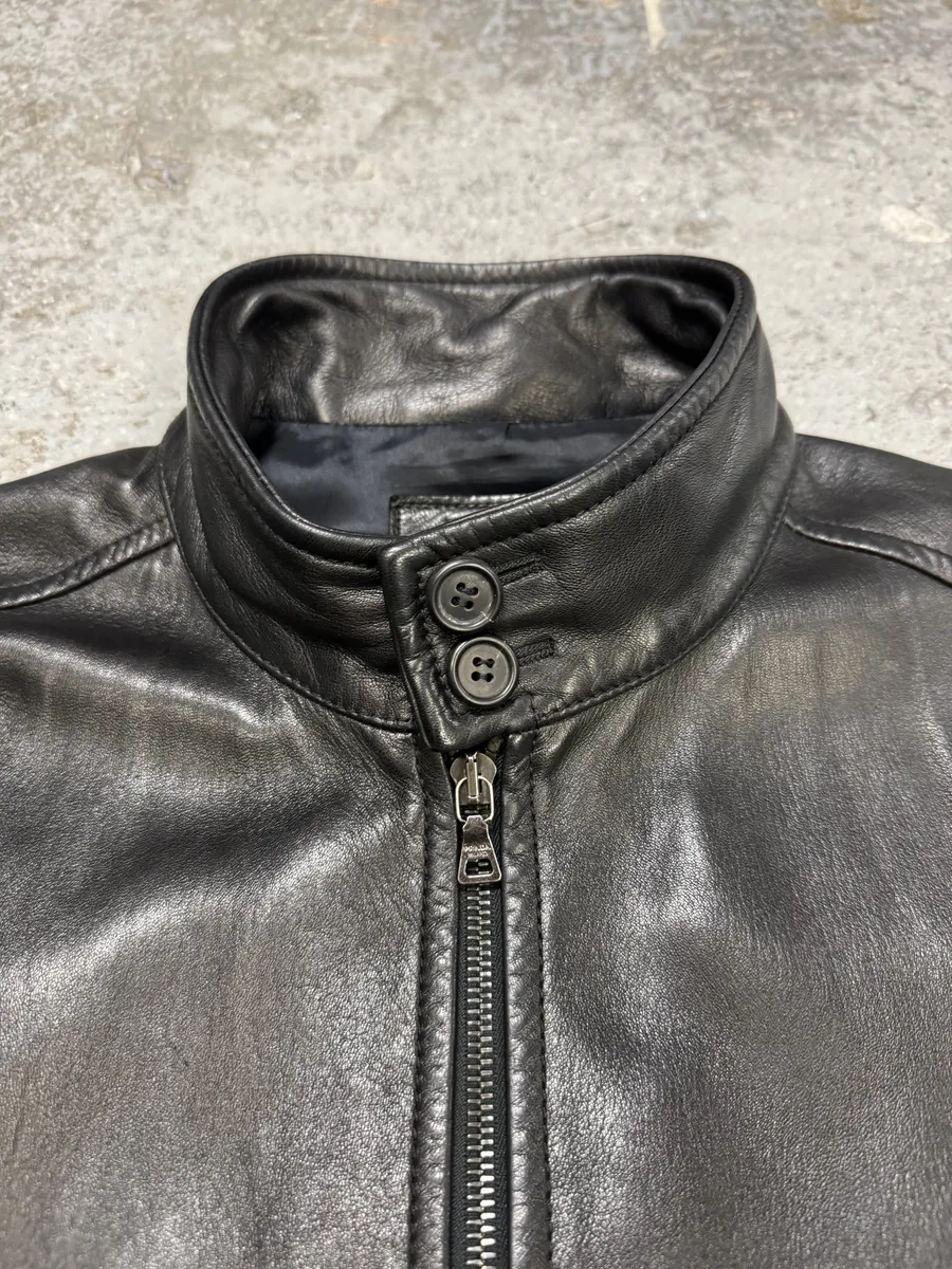 2000s Prada Black Pure Premium Lamb Leather Jacket - Image 7