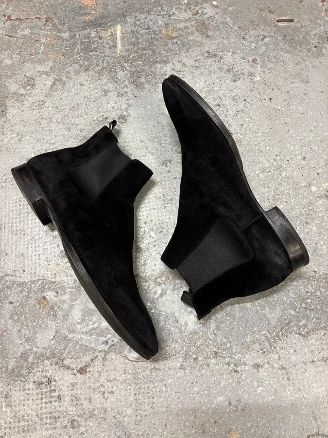 2000s Prada Black Suede Leather Chelsea Boots - Image 6