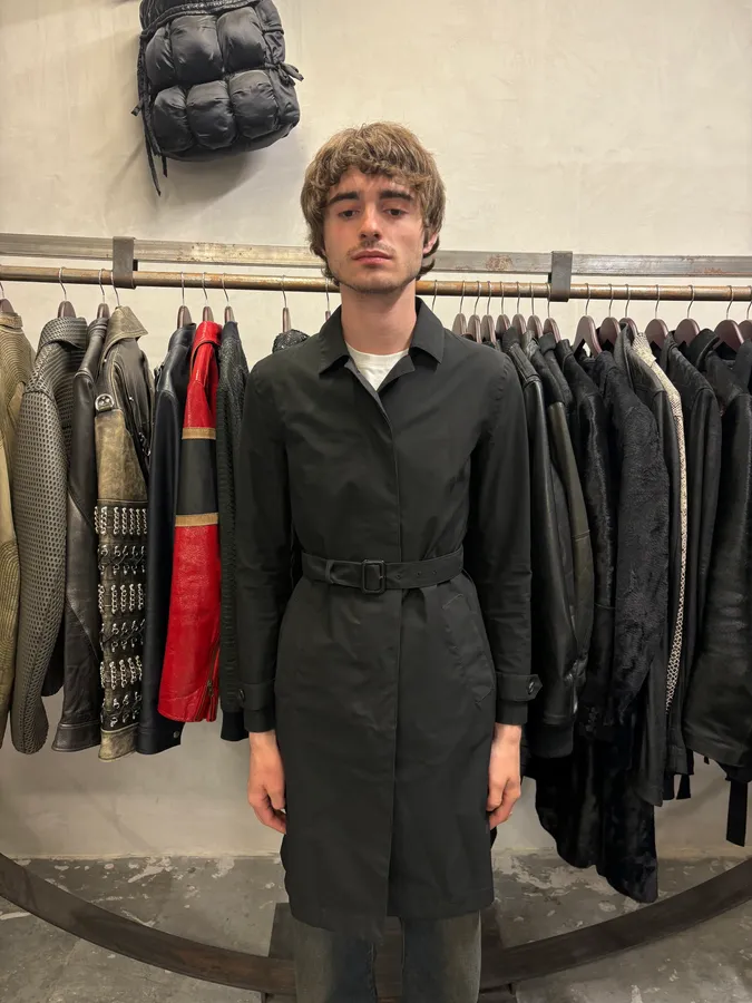 2000s Prada Black Trench Raincoat Jacket - Image 3