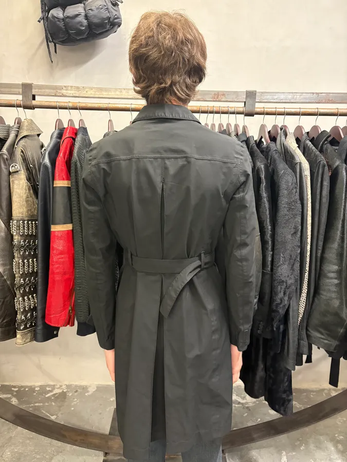 2000s Prada Black Trench Raincoat Jacket - Image 4