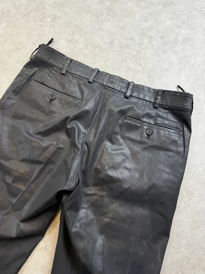 2000s Prada Black Waxed Pants - Image 8