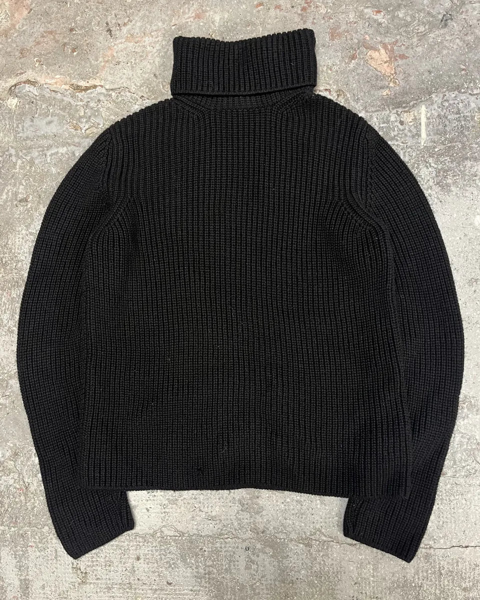 2000s Prada Black Wool Italian Turtleneck