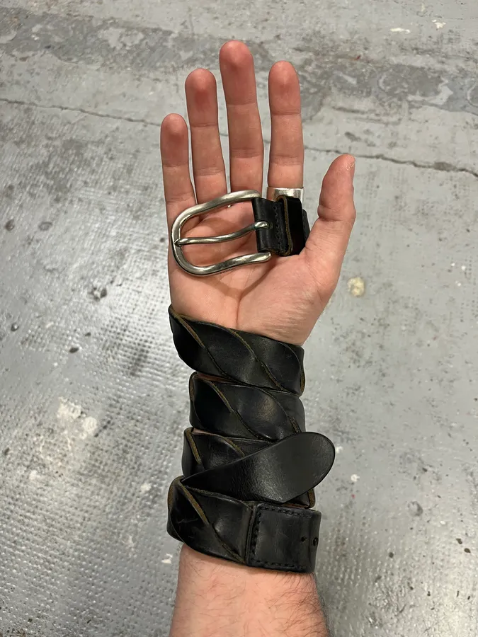 2000s Prada Black Woven Leather Belt - Image 3