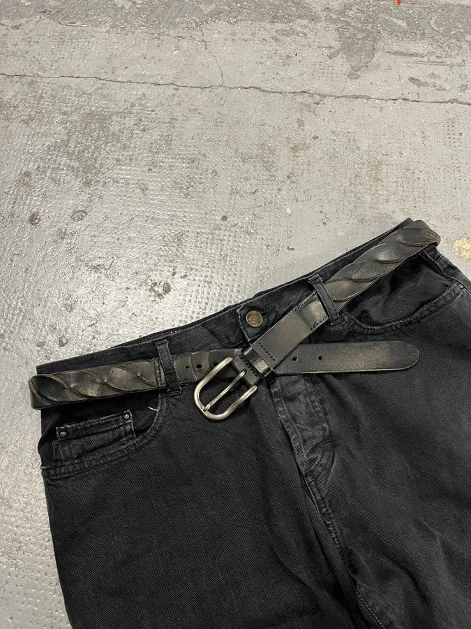 2000s Prada Black Woven Leather Belt - Image 4