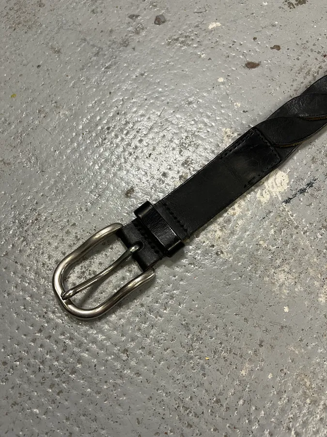 2000s Prada Black Woven Leather Belt - Image 6