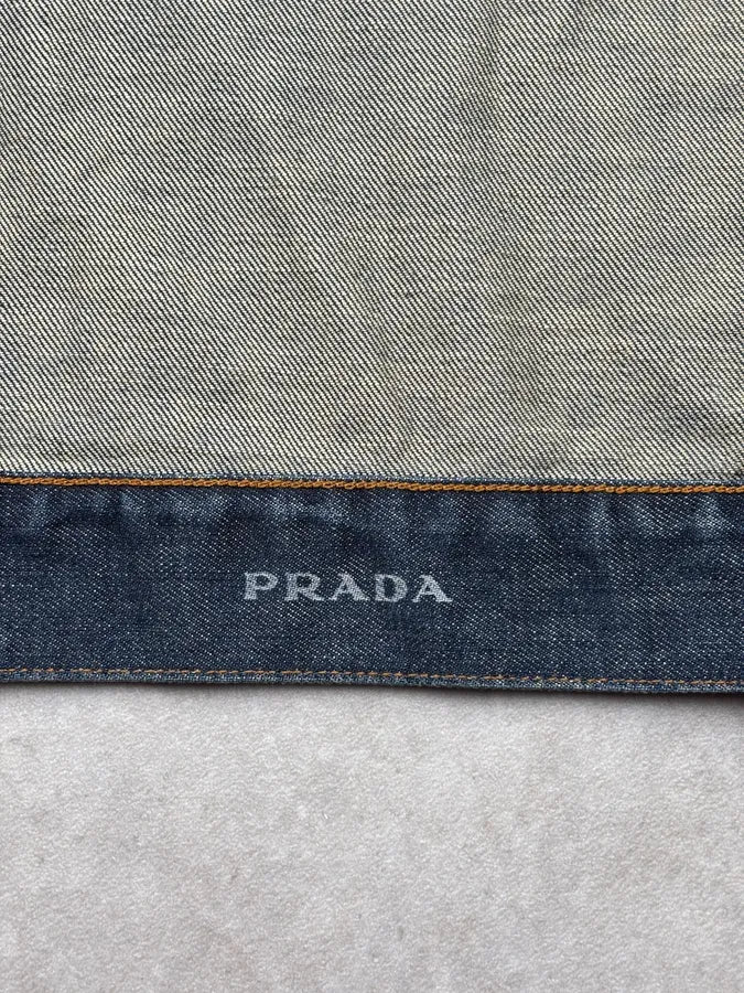 2000s Prada Blue Denim Buttoned Denim Jacket - Image 10