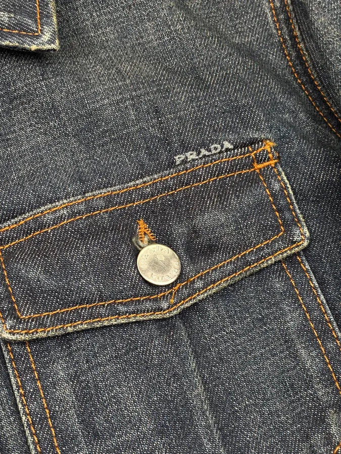 2000s Prada Blue Denim Buttoned Denim Jacket - Image 9
