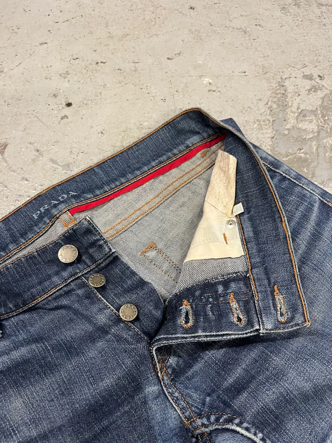 2000s Prada Blue Faded Denim Jeans - Image 7