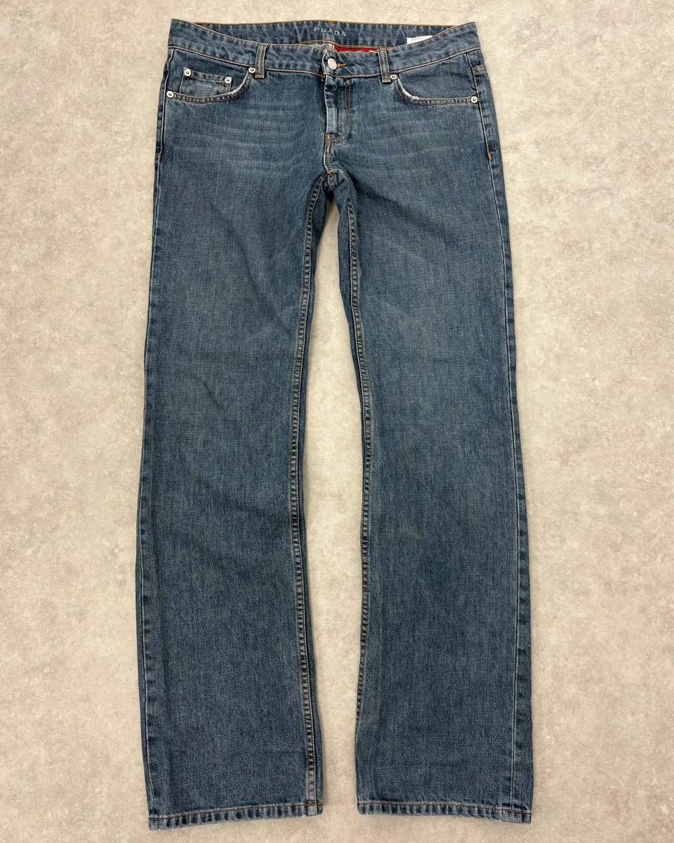 2000s Prada Blue Regular Denim Jeans - Image 4