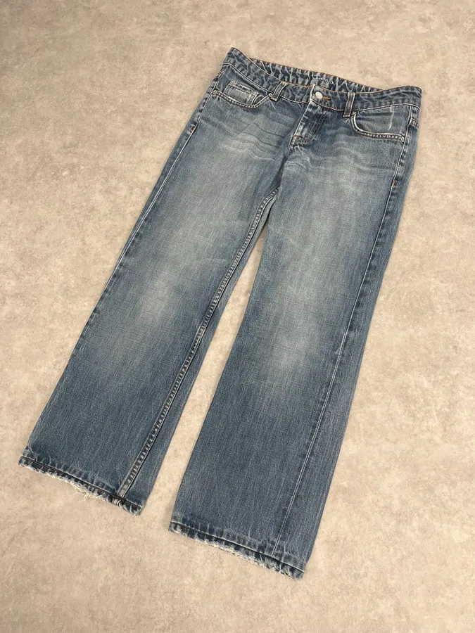 2000s Prada Blue Regular Faded Denim Jeans - Image 5