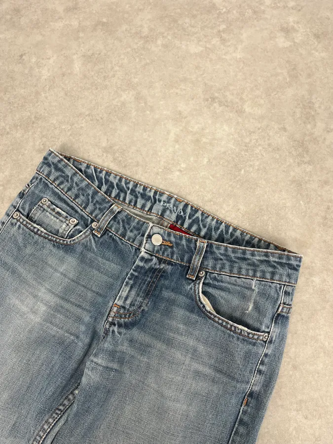 2000s Prada Blue Regular Faded Denim Jeans - Image 6