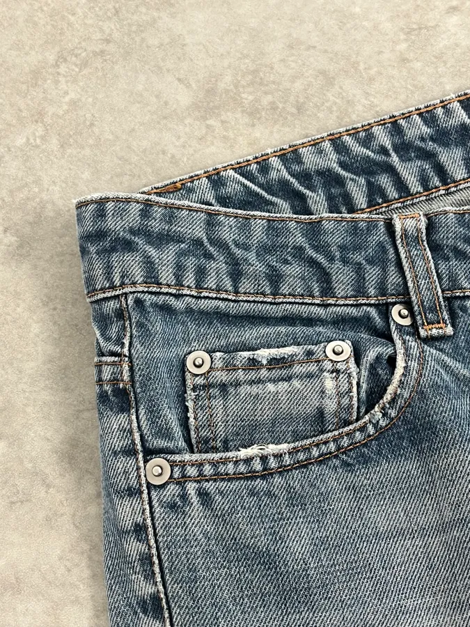 2000s Prada Blue Regular Faded Denim Jeans - Image 9
