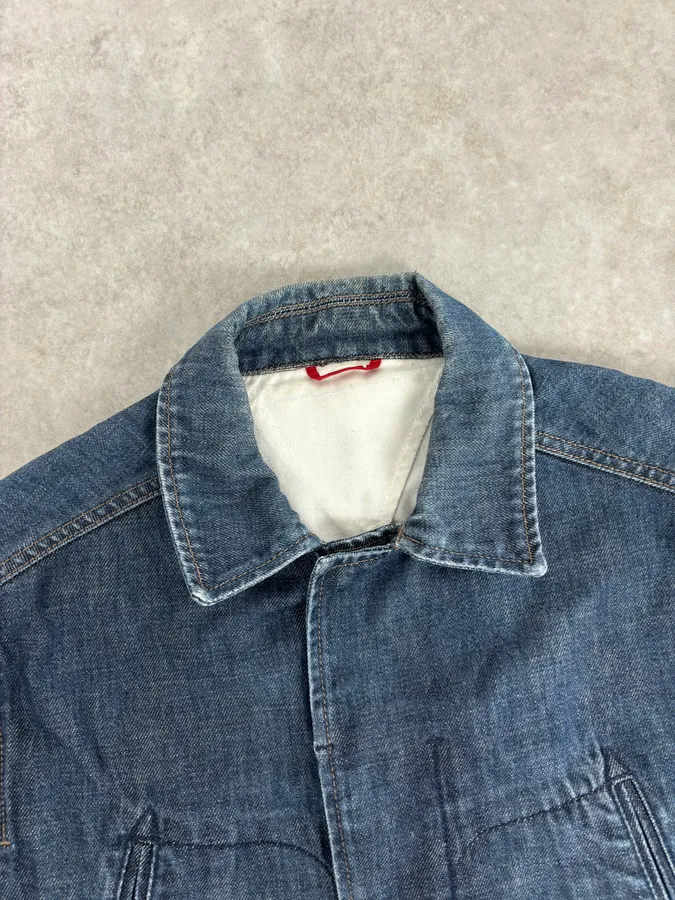 2000s Prada Blue Rock Denim Jacket - Image 4