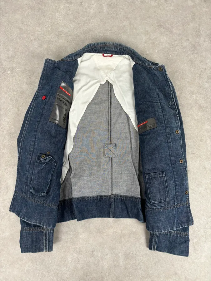 2000s Prada Blue Rock Denim Jacket - Image 8
