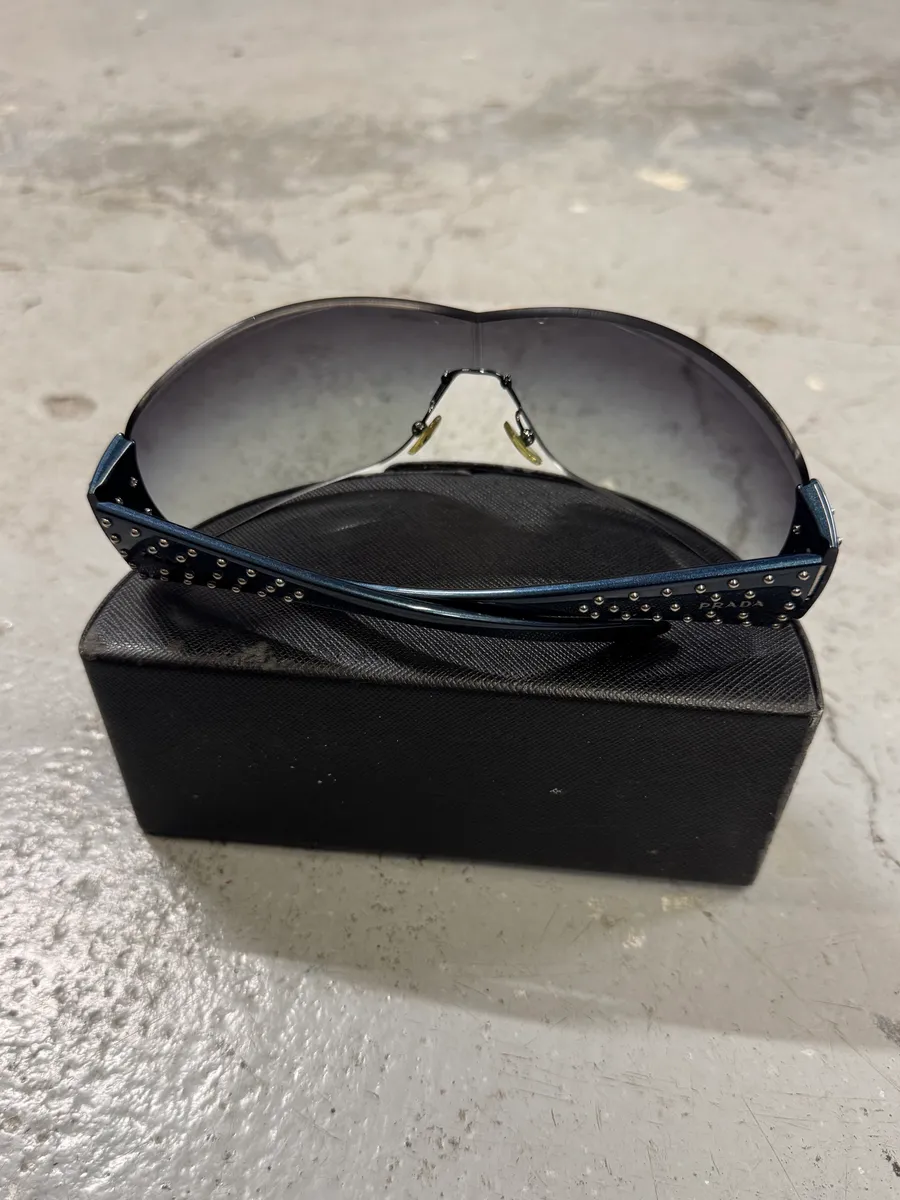 2000s Prada Blue Studded Sunglasses - Image 5