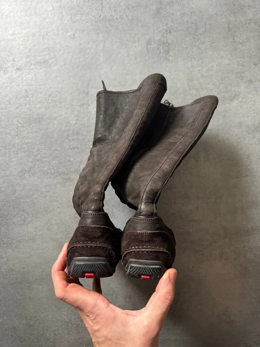 2000s Prada Brown Ankle Leather Boots - Image 3