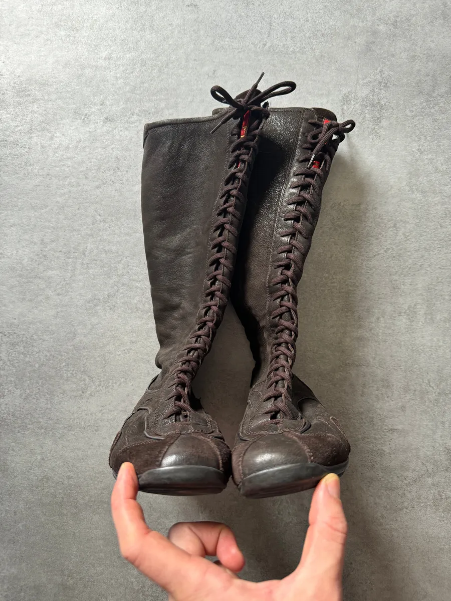 2000s Prada Brown Ankle Leather Boots - Image 4