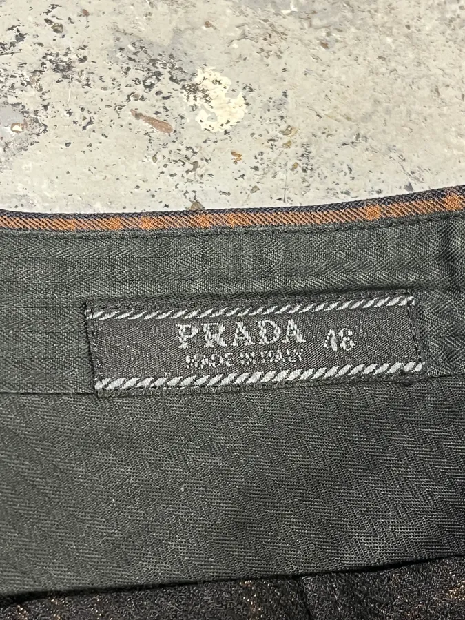 2000s Prada Brown Checkered Elegant Pants - Image 12
