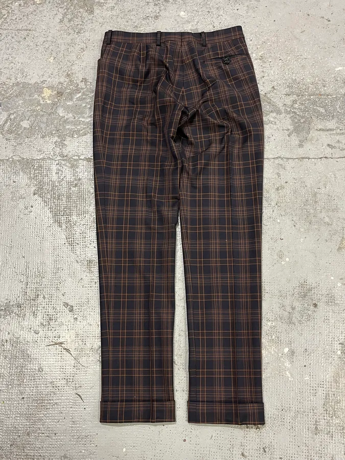 2000s Prada Brown Checkered Elegant Pants - Image 6