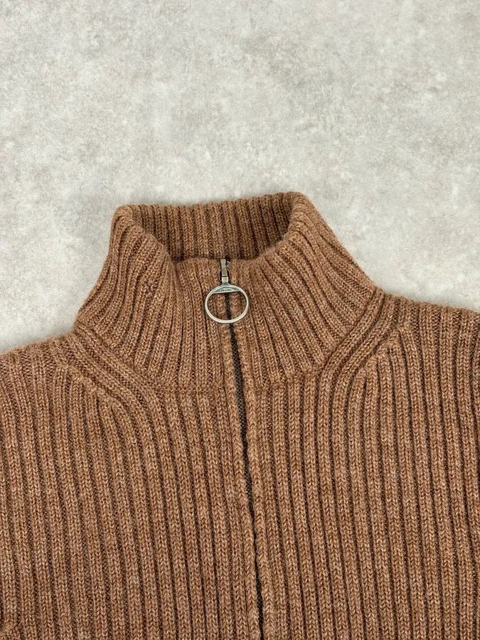 2000s Prada Brown Cozy Zip-up Sweater - Image 4