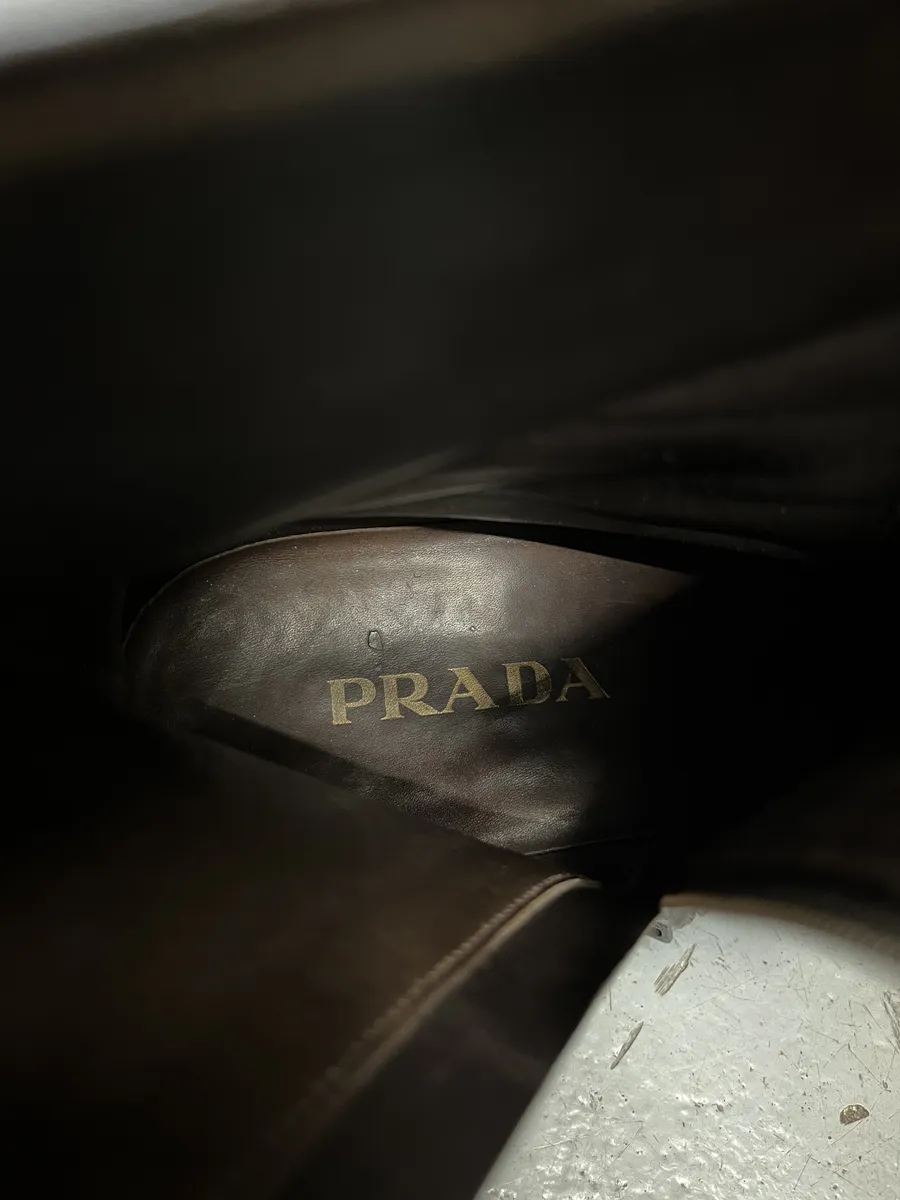 2000s Prada Brown Eroded Ankle Leather Boots - Image 6