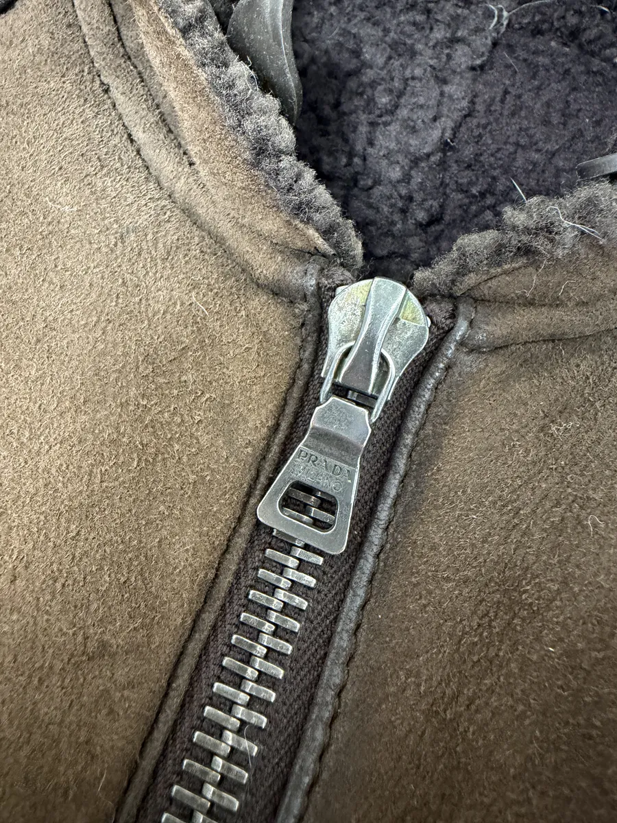 2000s Prada Brown Eroded Hooded Leather Jacket - Image 13