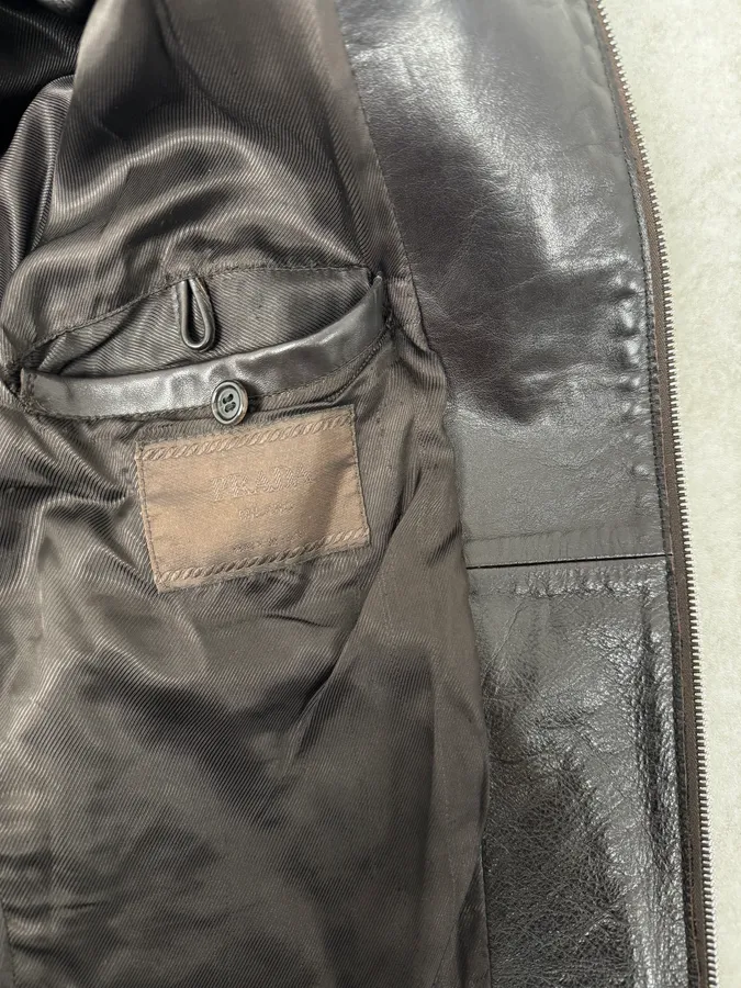 2000s Prada Brown Faded Premium Leather Jacket - Image 10