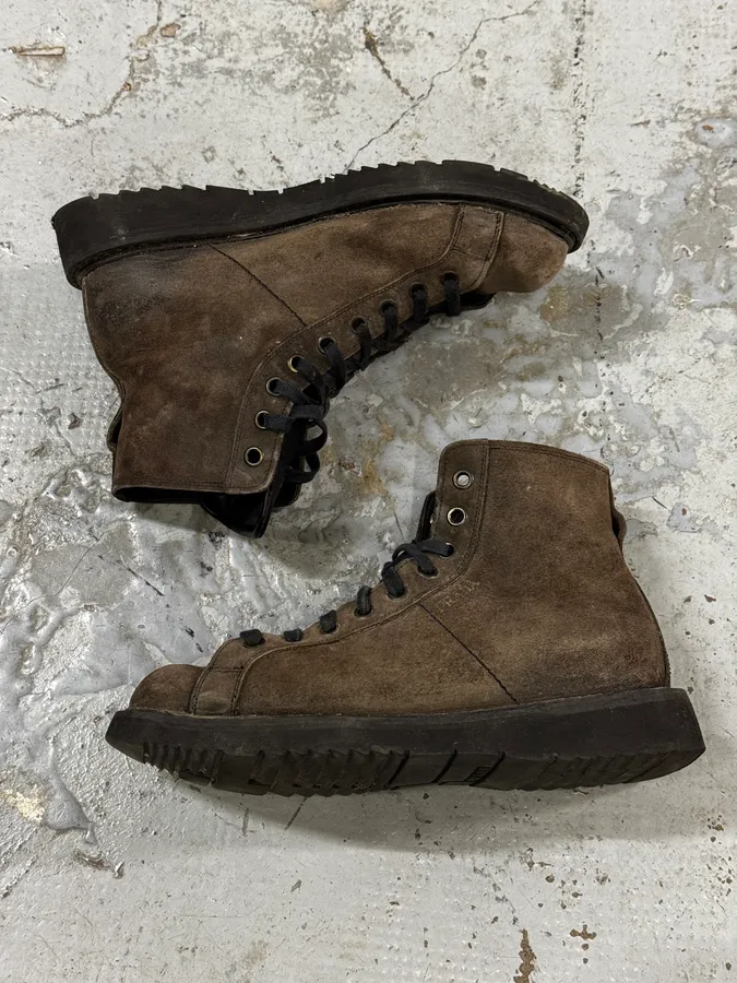 2000s Prada Brown High Suede Leather Boots - Image 2
