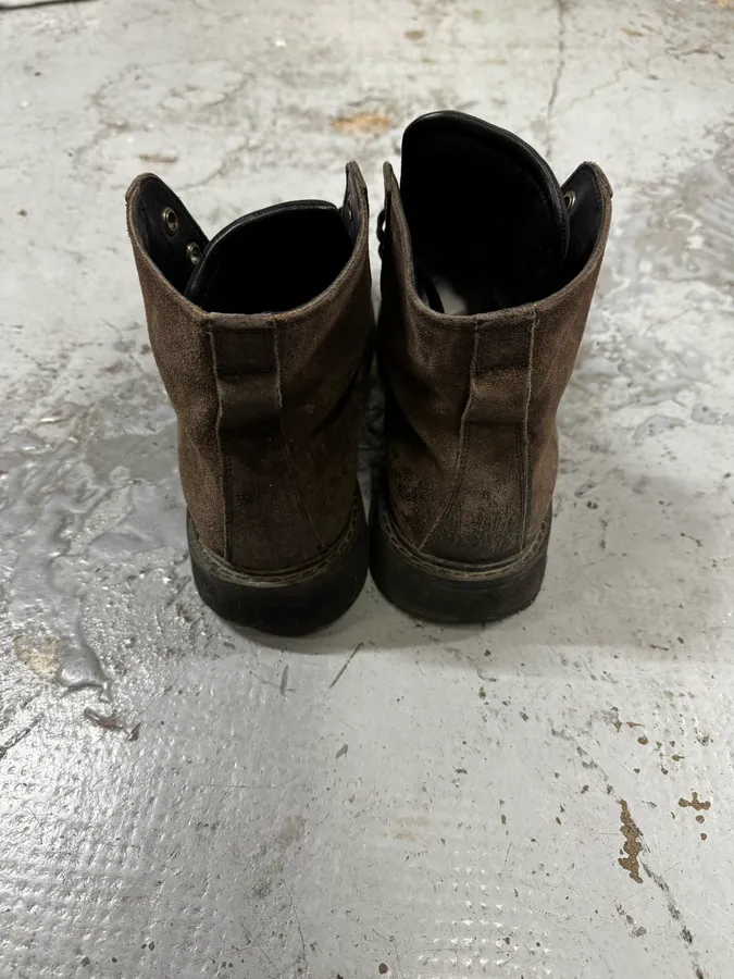 2000s Prada Brown High Suede Leather Boots - Image 4
