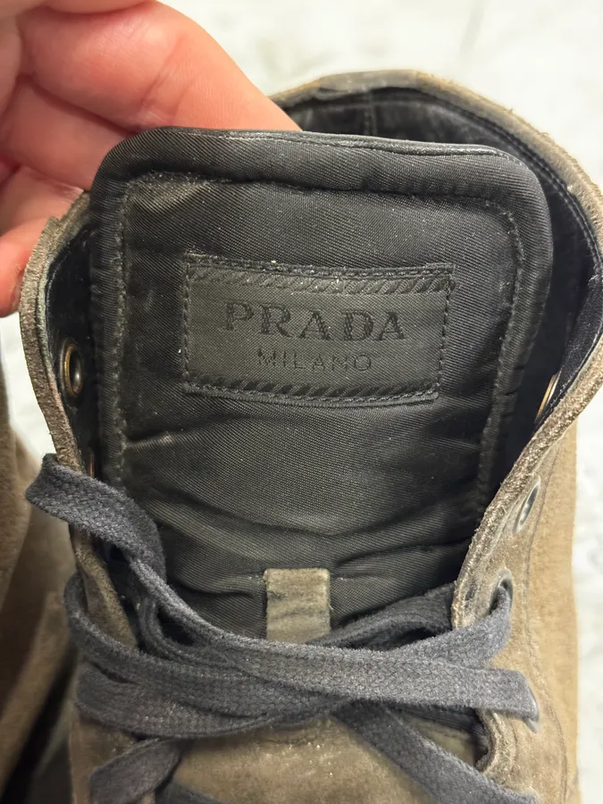 2000s Prada Brown High Suede Leather Boots - Image 6