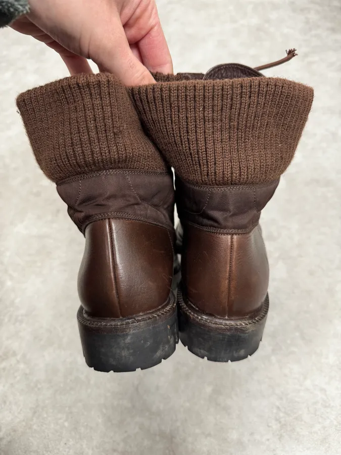 2000s Prada Brown Hybrid Leather Boots - Image 6