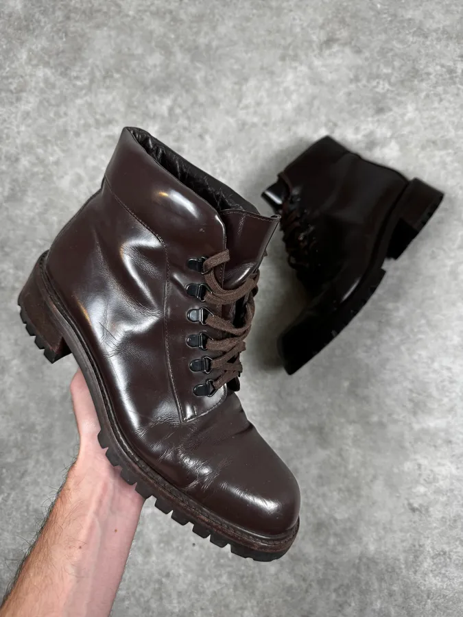 2000s Prada Brown Leather Boots