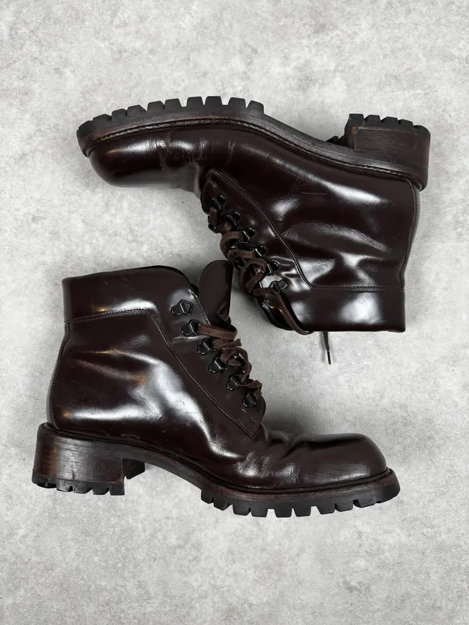 2000s Prada Brown Leather Boots - Image 2