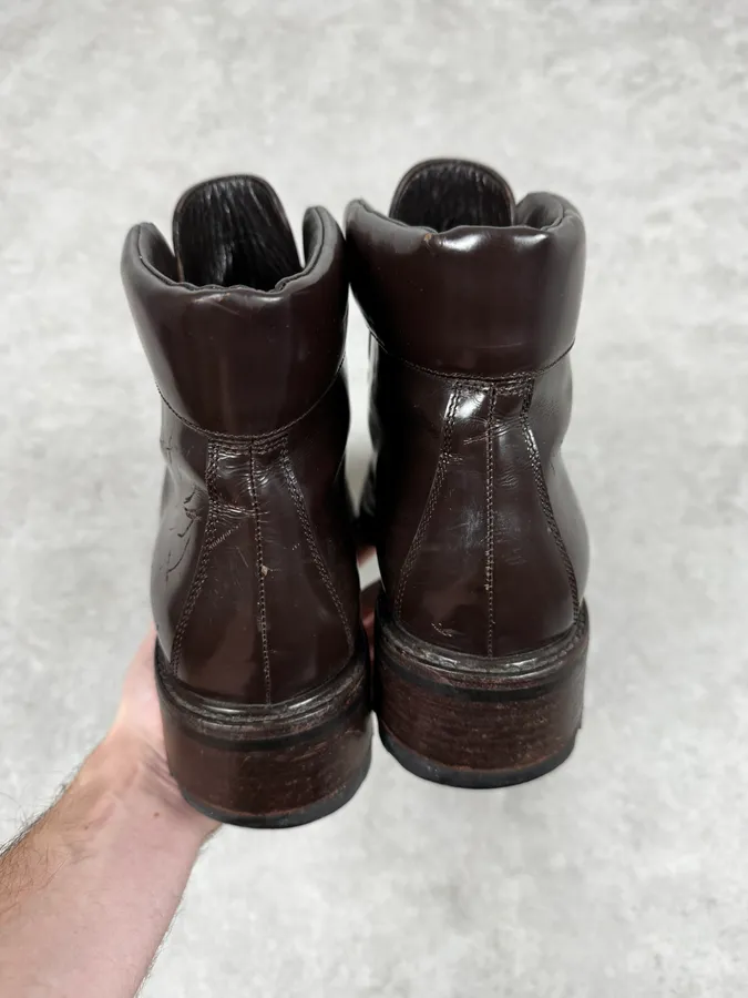 2000s Prada Brown Leather Boots - Image 4