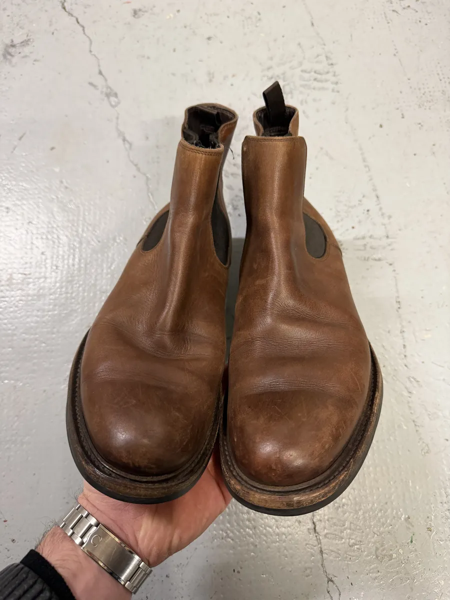 2000s Prada Brown Leather Chelsea Boots - Image 3