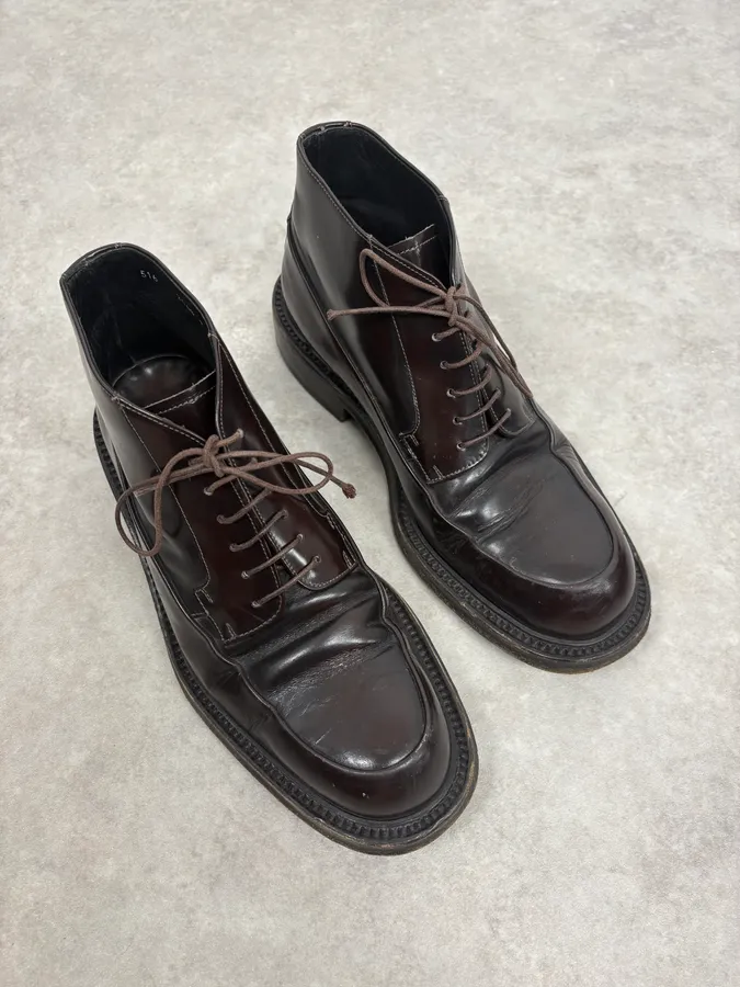 2000s Prada Brown Leather Classy Boots - Image 6