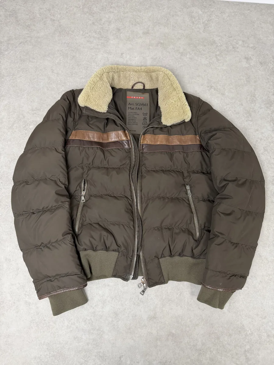 2000s Prada Brown Puffer Fur Collar Jacket - Image 7