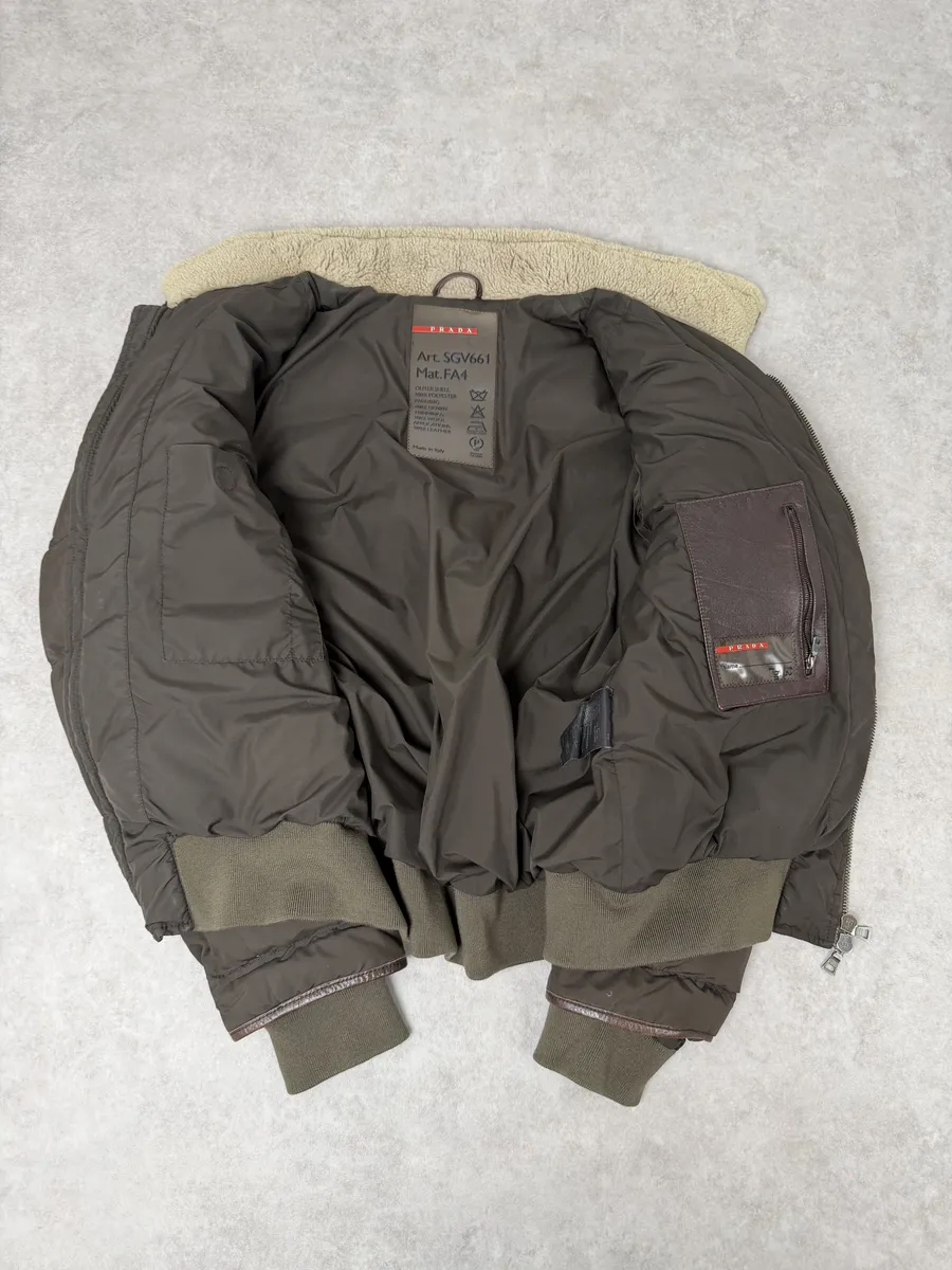 2000s Prada Brown Puffer Fur Collar Jacket - Image 8