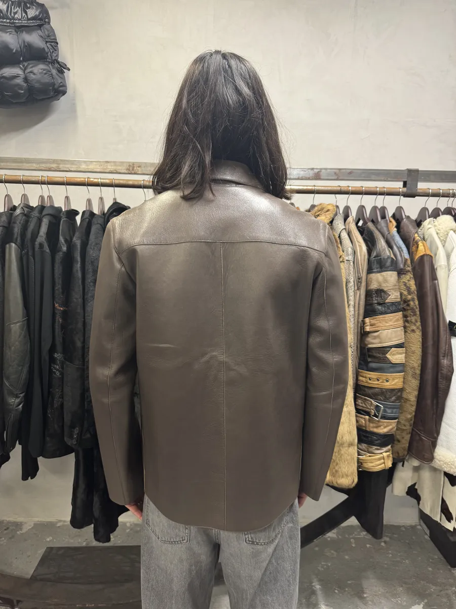 2000s Prada Brown Pure Premium Buttoned Leather Jacket - Image 3