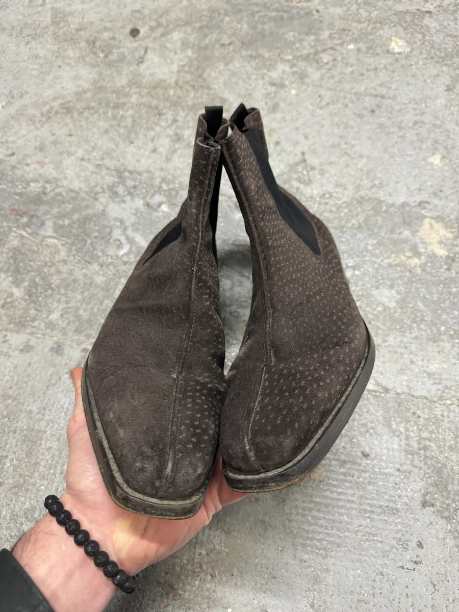 2000s Prada Brown Suede Detailed Leather Boots - Image 3