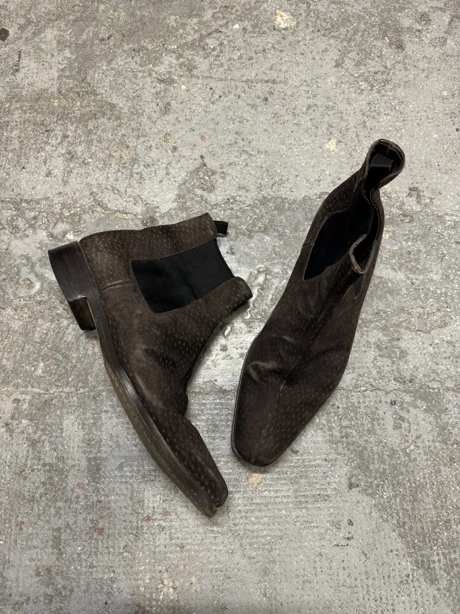 2000s Prada Brown Suede Detailed Leather Boots - Image 4