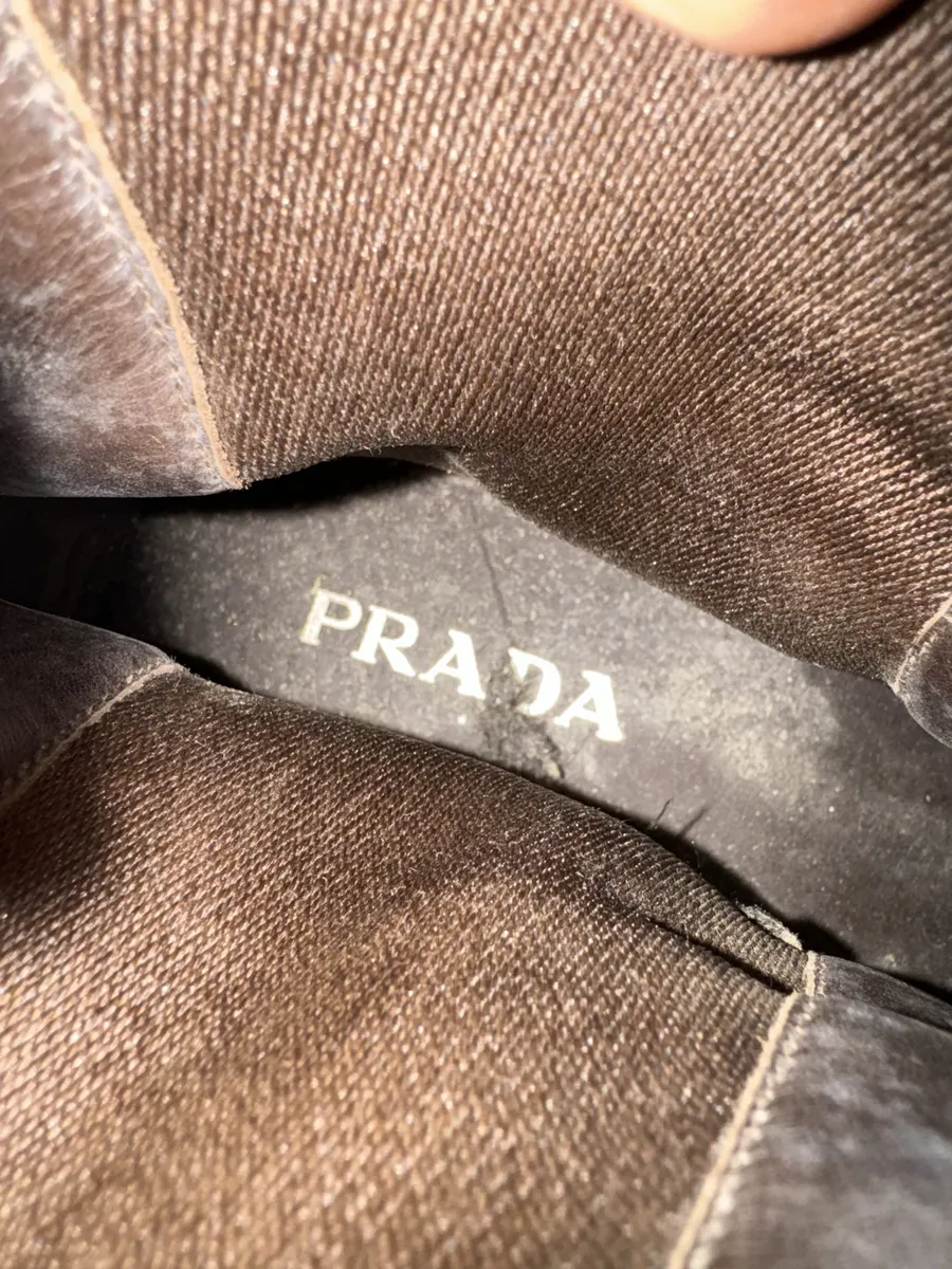2000s Prada Brown Suede Detailed Leather Boots - Image 9