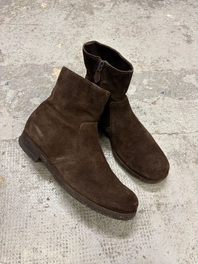 2000s Prada Brown Suede Leather Ankle Boots - Image 6