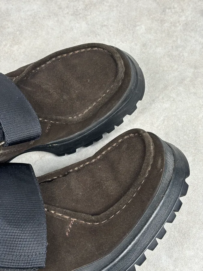 2000s Prada Brown Suede Leather Velcro Boots - Image 10