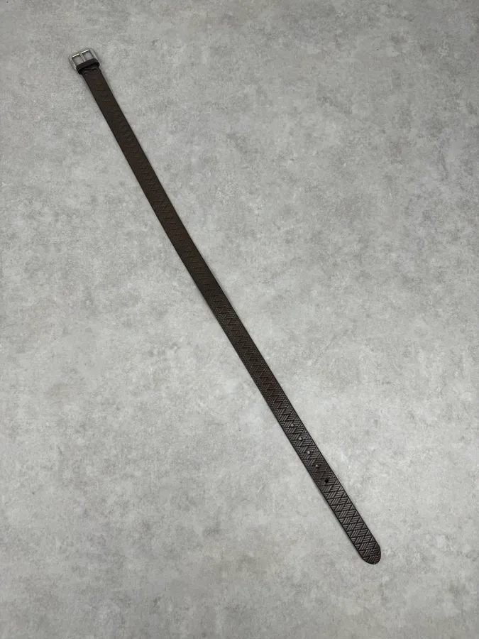 2000s Prada Brown Wover Leather Minimalist Belt - Image 7