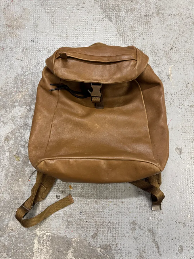 2000s Prada Camel Leather Backpack - Image 2