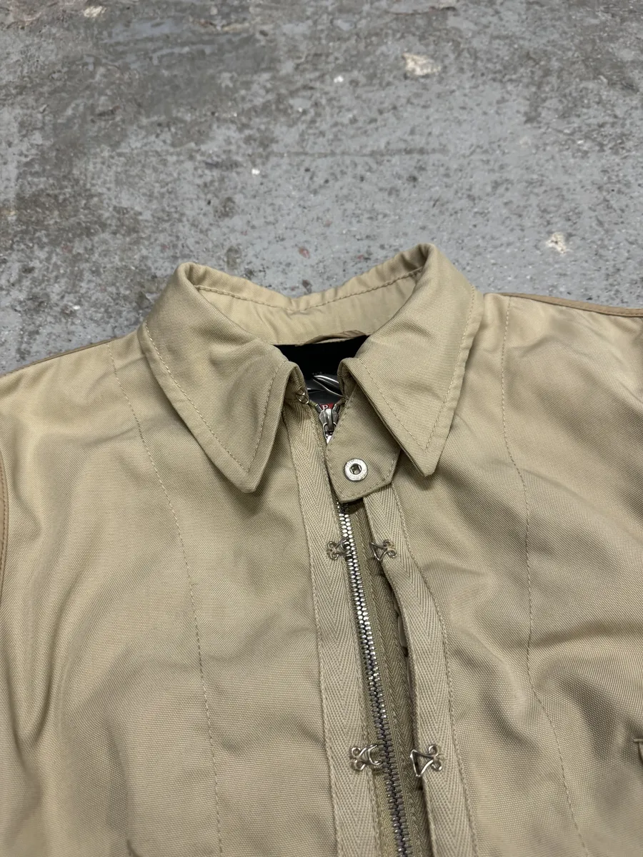 2000s Prada Claps & Zipped Beige Jacket - Image 3