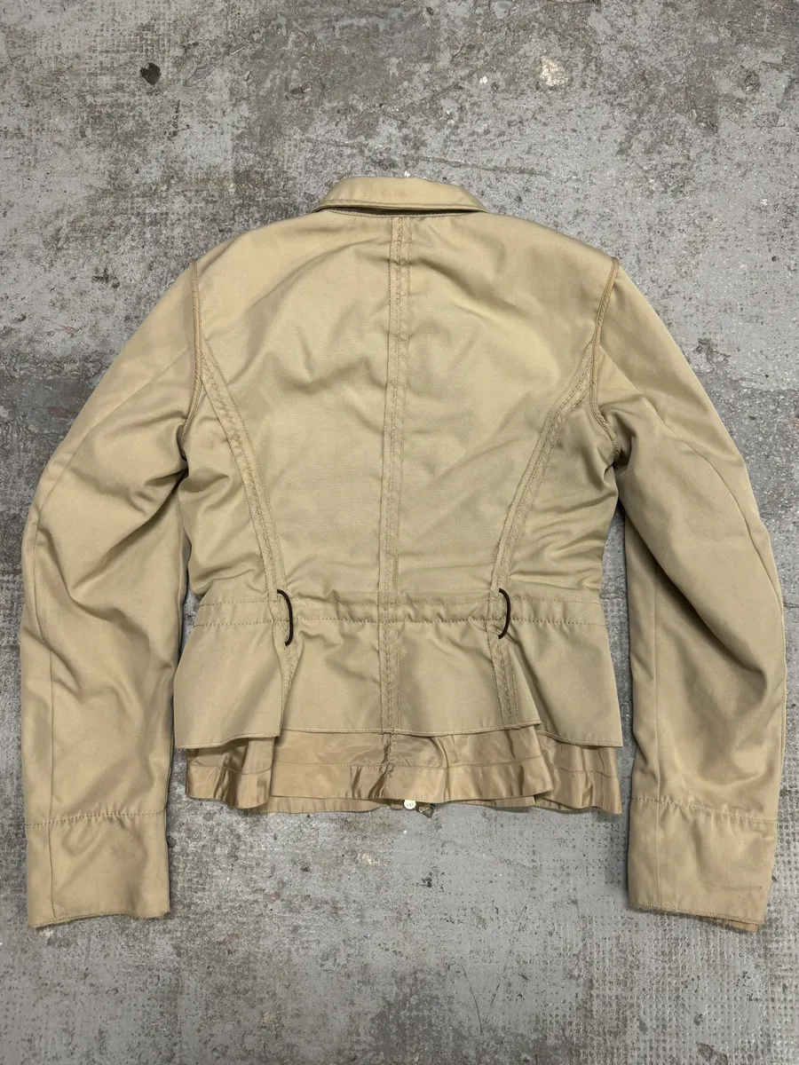 2000s Prada Claps & Zipped Beige Jacket - Image 4